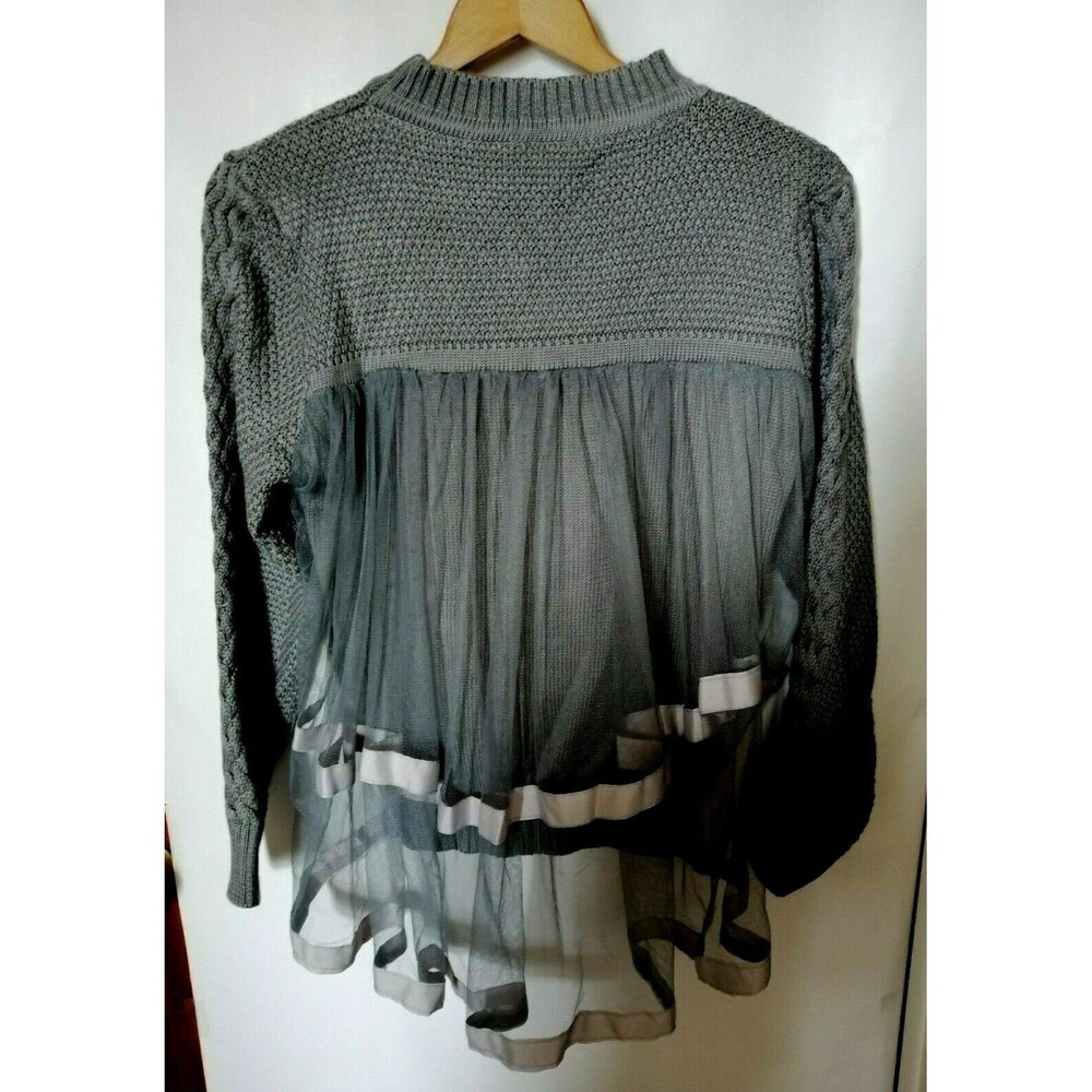 Womens Junior Cable Pull-On Lace Overlay Sweater XL Super soft Wellmade Rare